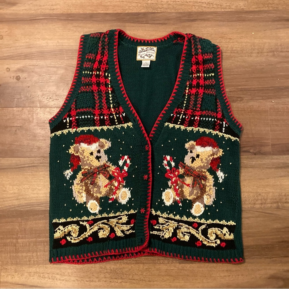 Vintage “Heirloom Collectables” Teddy Bar Sweater Vest Grandma Core
